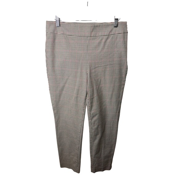 Talbots Pants - Talbots Chatham Ankle Pant 6 Plaid Check Side Zip Trousers Tan Red Preppy